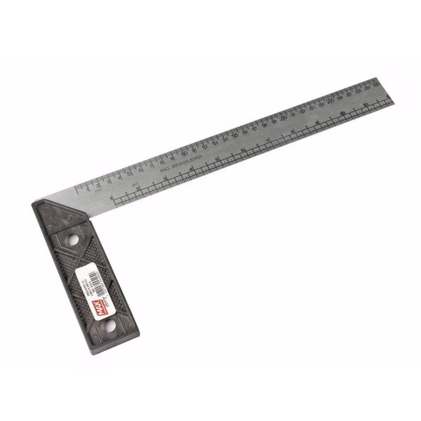 ESQUADRO METAL 25CM BASE PLASTICO MAX