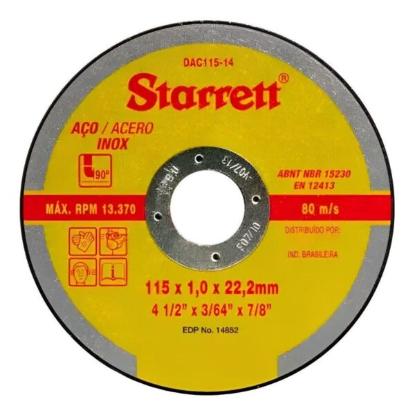 DISCO ABRA CORTE 115X1,0X22,2MM STARRETT