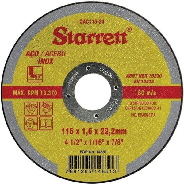 DISCO ABRA CORTE 115X1,6X22,2MM STARRETT