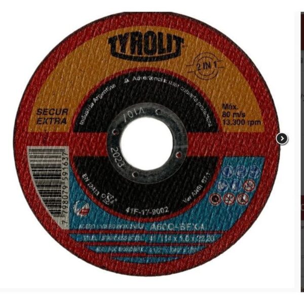 DISCO CORTE SECUR 115X1X22,23 A60 TYROLIT