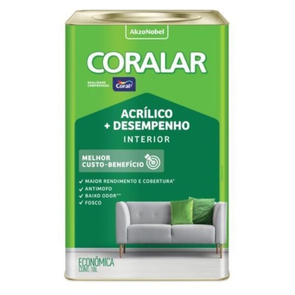 TINTA ACRILICA CORALAR PEROLA 18L CORAL