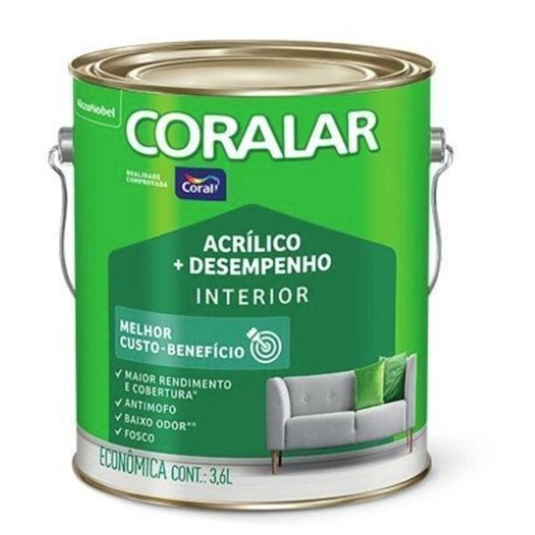 TINTA ACRILICA CORALAR PAULISTA 3,6L CORAL