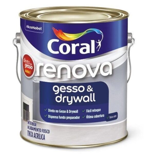 TINTA RENOVA GESSO DRYWALL BRANCO 3,6L CORAL
