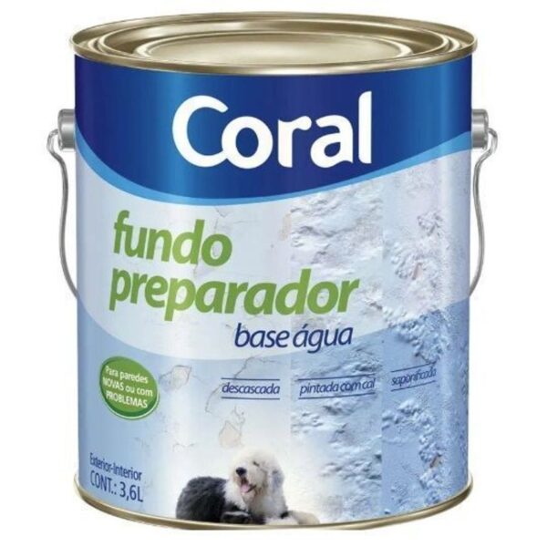 FUNDO PREPARADOR BASE AGUA INCOLOR 3,6L CORAL