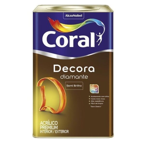 TINTA ACRILICA DECORA DIAMANTE SB BRANCO GELO 18L CORAL