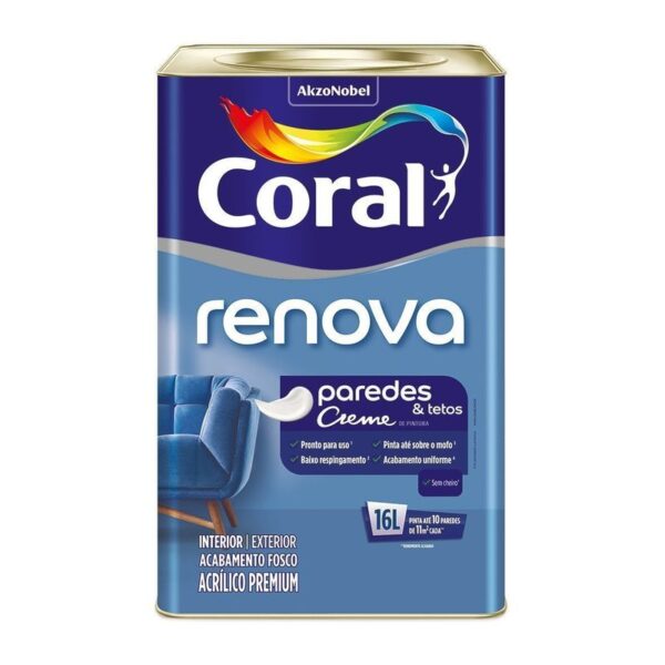TINTA ACRILICA RENOVA PAREDES FO BRANCO GELO 16L CORAL