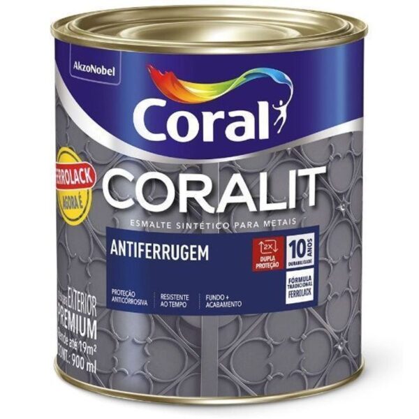 VERNIZ SINT CORALIT ANTIFERRUGEM PLATINA 900ML CORAL