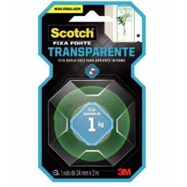 FITA DUPLA FACE FIXA FORTE TRANSP 24MMX2M 3M
