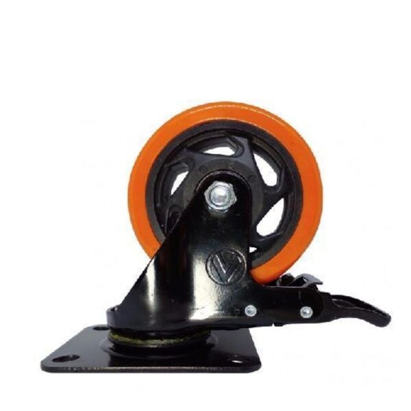 RODIZIO DE PVC LARANJA 4" GIRATRIO CFREIO AJAX