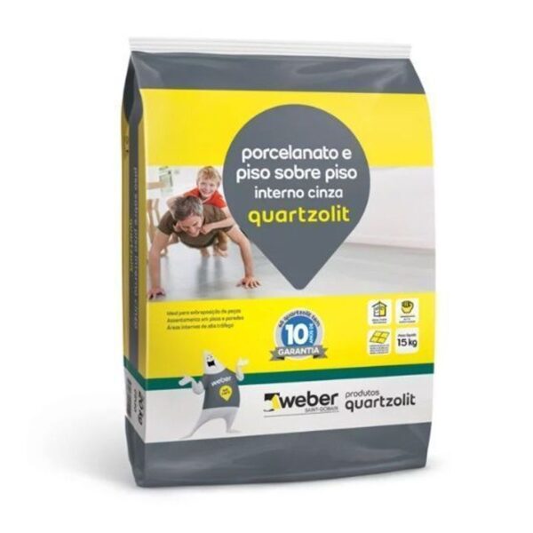 ARGAMASSA PORCELANATO E PISO SOBRE PISO INTERNO CINZA 15KG QUARTZOLIT