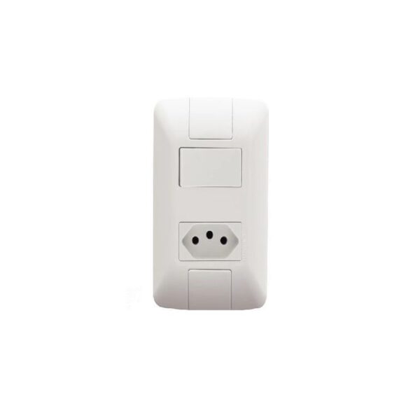 1 INTERRUPTOR SIMPLES + 1 TOM 10A 2P+T ARIA BR TRAMONTINA