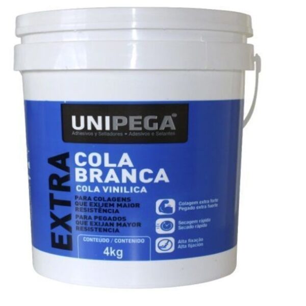 COLA EXTRA BRANCA BALDE 4KG UNIPEGA