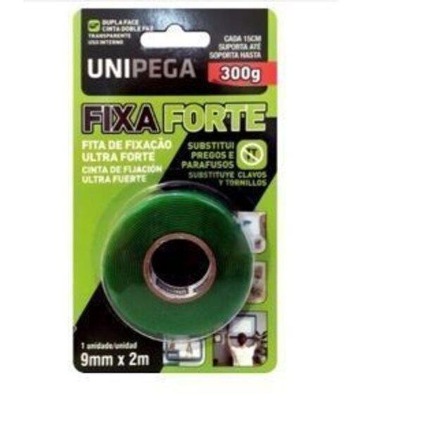 FITA DUPLA FACE FIXA FORTE 9MMX2M UNIPEGA