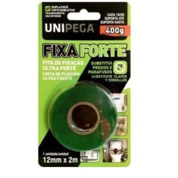 FITA DUPLA FACE FIXA FORTE 12MMX2M UNIPEGA