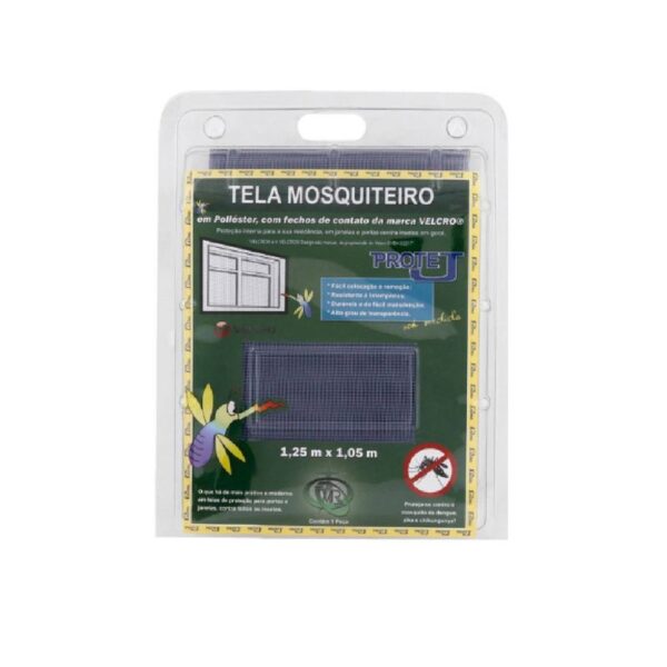 TELA MOSQUITEIRO COM VELCRO 1,25M X 1,05M CINZA VICTORIA REGGIA