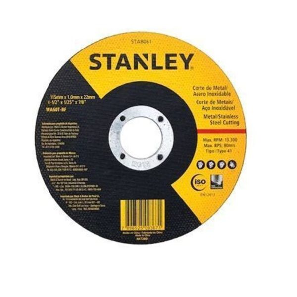 DISCO CORTE INOX 4.1/2"X1,0X22,2MM STANLEY