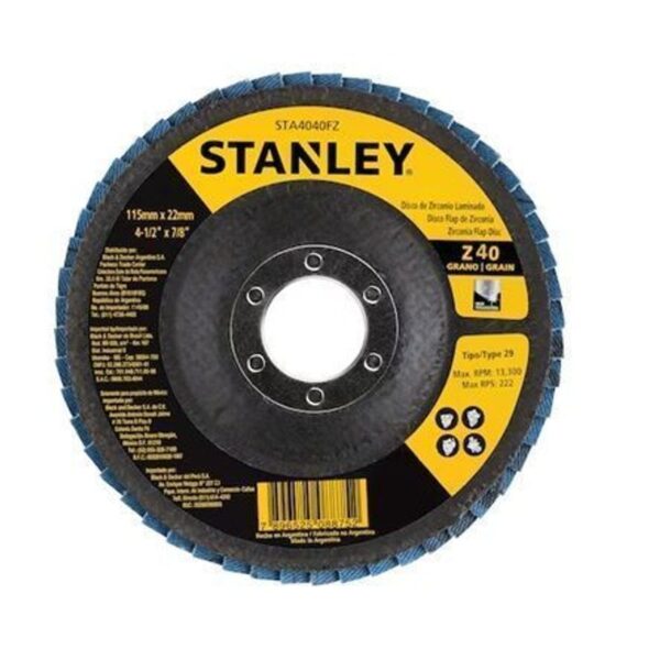 DISCO ABRASIVO FLAP 4.1/2"X7/8 Z40 STANLEY