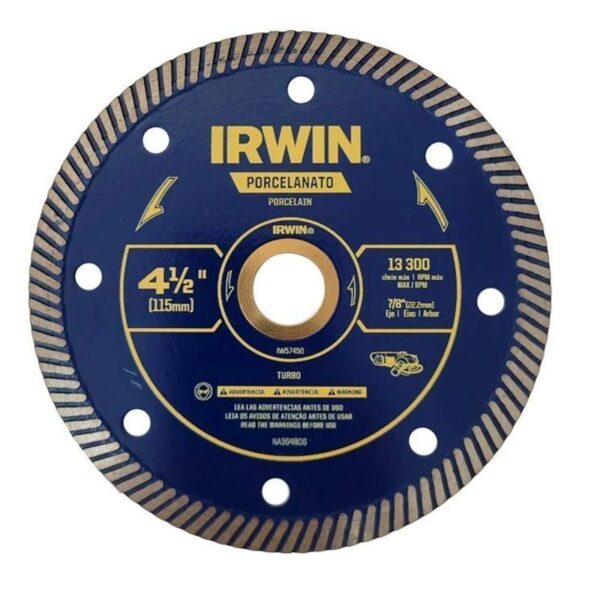 DISCO DIAMANTADO PORCELANATO 4 1/2" IRWIN