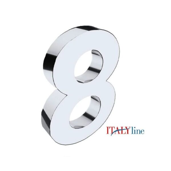 NUMERO RESID 8 CAIXA 200MM INOX  ITALY LINE