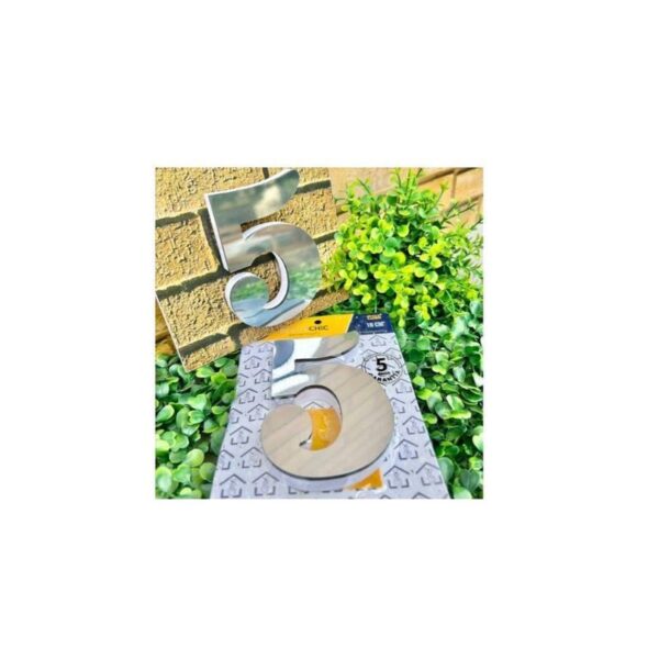 NUMERO RESID ESP 10CM C/ PVC PRATA  5 DECOR CHIC