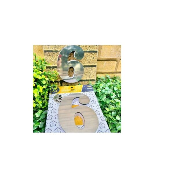 NUMERO RESID ESP 10CM C/ PVC PRATA  6 DECOR CHIC
