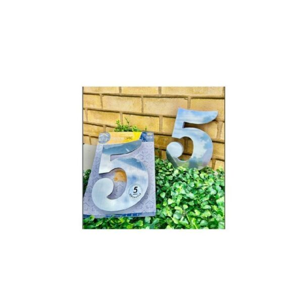 NUMERO RESID ESP 15CM C/ PVC PRATA  5 DECOR CHIC