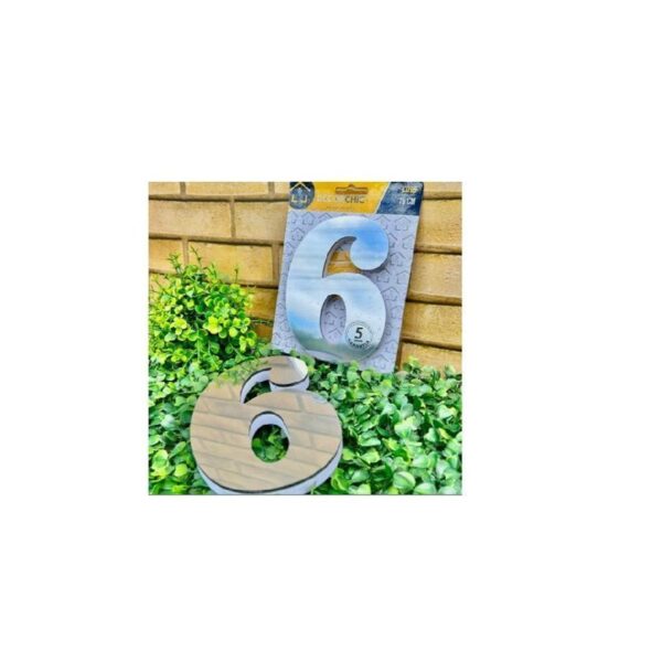 NUMERO RESID ESP 15CM C/ PVC PRATA  6 DECOR CHIC