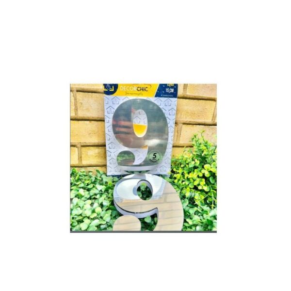 NUMERO RESID ESP 15CM C/ PVC PRATA  9 DECOR CHIC