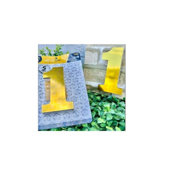 NUMERO RESID ESP 10CM C/ PVC OURO  1 DECOR CHIC