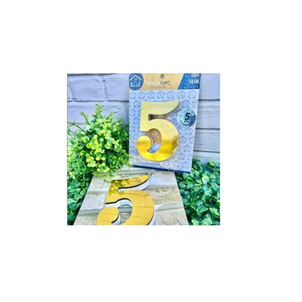 NUMERO RESID ESP 10CM C/ PVC OURO  5 DECOR CHIC