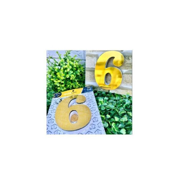NUMERO RESID ESP 10CM C/ PVC OURO  6 DECOR CHIC
