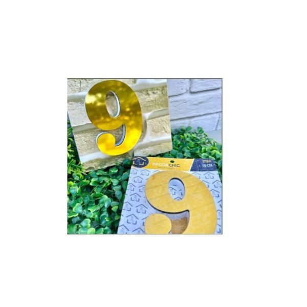 NUMERO RESID ESP 10CM C/ PVC OURO  9 DECOR CHIC