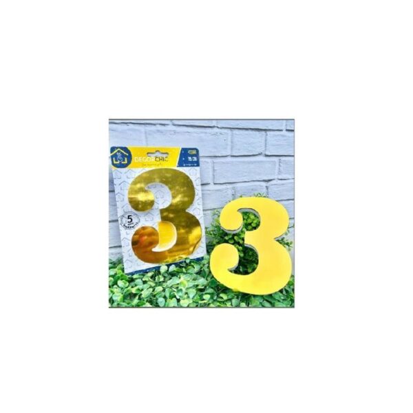 NUMERO RESID ESP 15CM C/ PVC OURO  3 DECOR CHIC