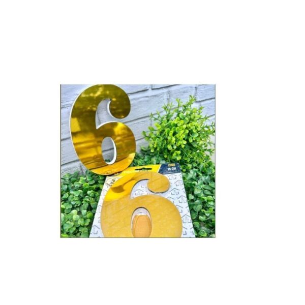 NUMERO RESID ESP 15CM C/ PVC OURO  6 DECOR CHIC