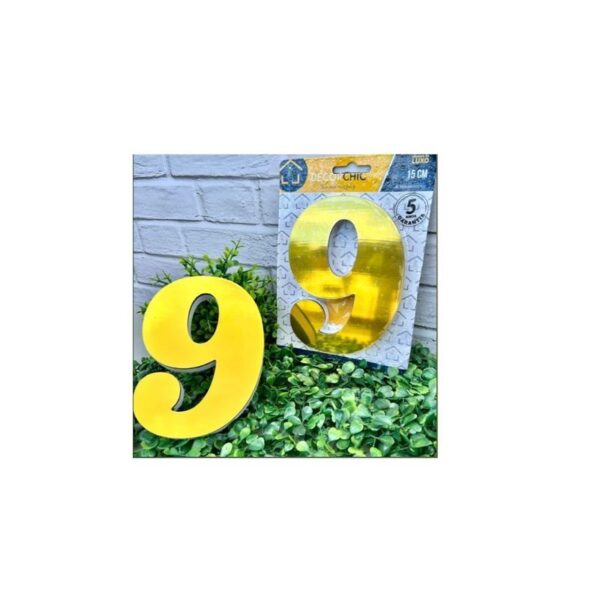 NUMERO RESID ESP 15CM C/ PVC OURO  9 DECOR CHIC