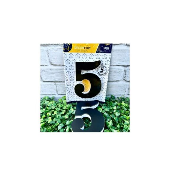 NUMERO RESID ESP 10CM C/ PVC PRETO  5 DECOR CHIC