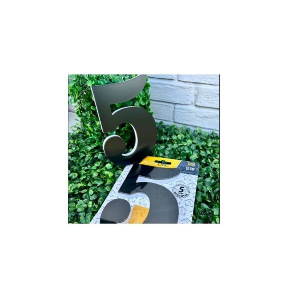 NUMERO RESID ESP 15CM C/ PVC PRETO  5 DECOR CHIC