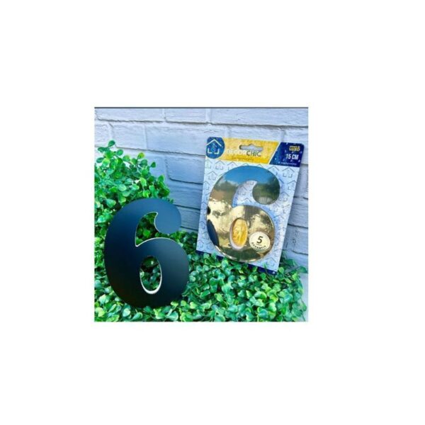 NUMERO RESID ESP 15CM C/ PVC PRETO  6 DECOR CHIC