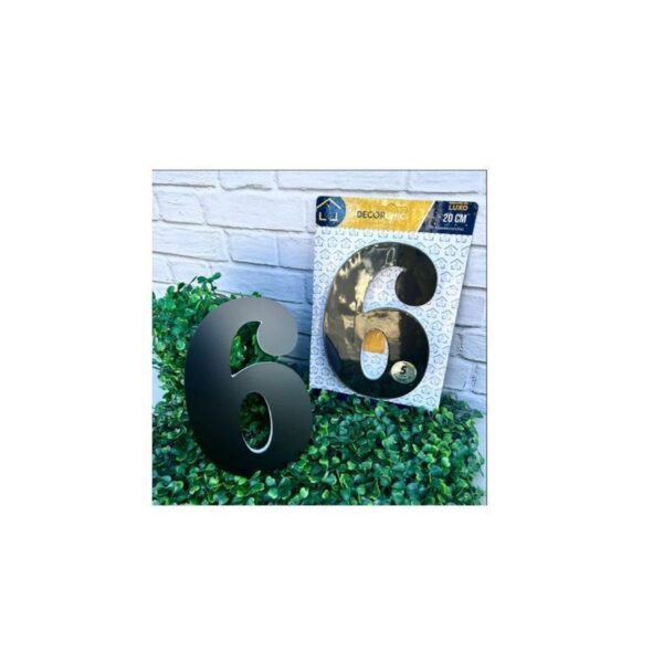 NUMERO RESID ESP 20CM C/ PVC  PRETO  6 DECOR CHIC