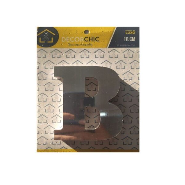 LETRA RESID  B  ESP 10CM C/ PVC  PRATA DECOR CHIC