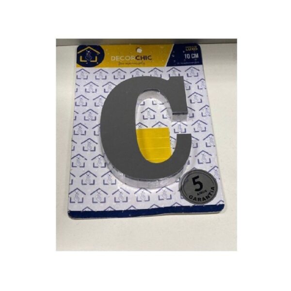 LETRA RESID  C  ESP 10CM C/ PVC  PRATA DECOR CHIC