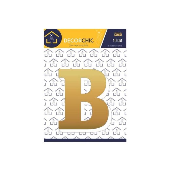 LETRA RESID  B  ESP 10CM C/ PVC  OURO DECOR CHIC