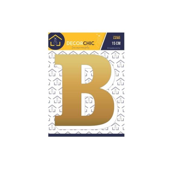 LETRA RESID  B  ESP 15CM C/ PVC  OURO DECOR CHIC