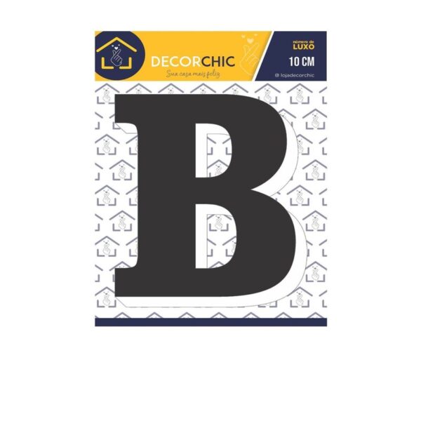 LETRA RESID  B  ESP 10CM C/ PVC  PRETO DECOR CHIC