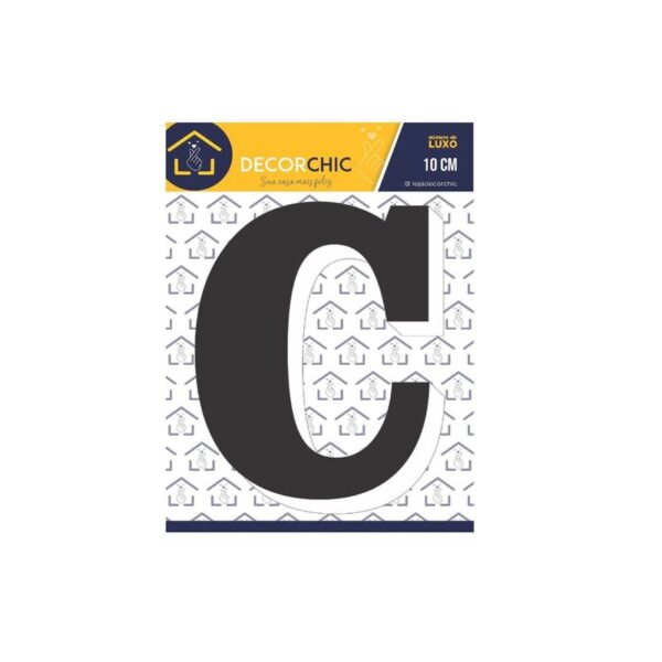 LETRA RESID  C  ESP 10CM C/ PVC  PRETO DECOR CHIC