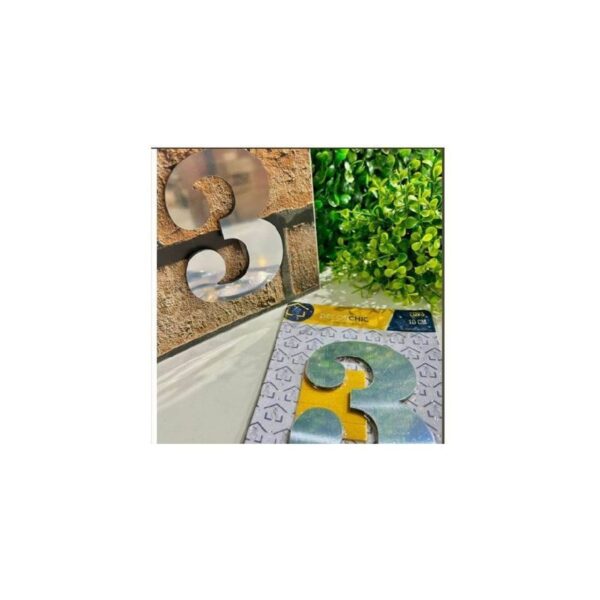 NUMERO RESID FACE 10CM PRATA ESP  3 DECOR CHIC