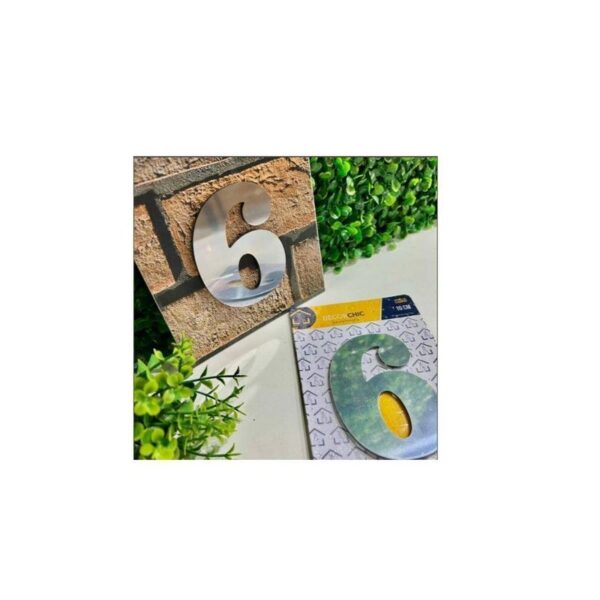 NUMERO RESID FACE 10CM PRATA ESP  6 DECOR CHIC