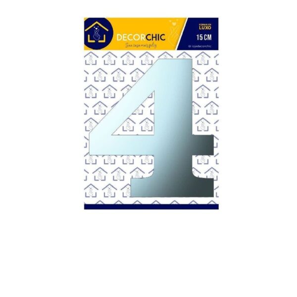 NUMERO RESID FACE 15CM PRATA ESP  4 DECOR CHIC