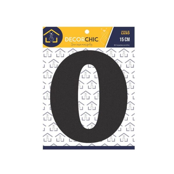NUMERO RESID FACE 15CM PRETO  0 DECOR CHIC