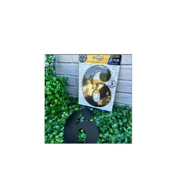 NUMERO RESID FACE 15CM PRETO  6 DECOR CHIC
